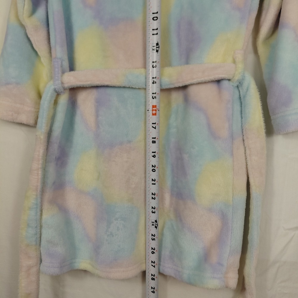 Lands' End Kids Fleece Hooded Size 6/ XS Bathrobe Tie Waist Soft Fuzzy Robe - Picture 9 of 9